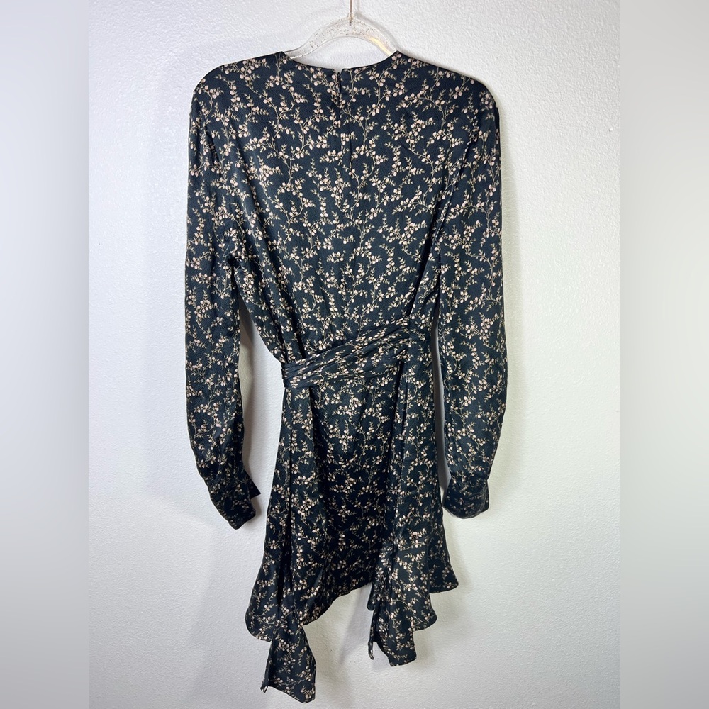 Jonathan Simkhai Hammered Silk Keyhole Tie-Front Asymmetrical Floral Dress Sz 1 - Picture 3 of 14